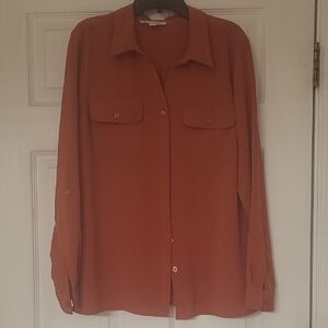 Studio Works Terracotta Button-Up Blouse